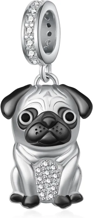Cute Dog Charms 925 Sterling Silver Pug/Yorkie/Corgi/French Bulldog Charms for Bracelets Dog Charms for Bracelets for Women Cute Animal Jewelry Gifts for Women
