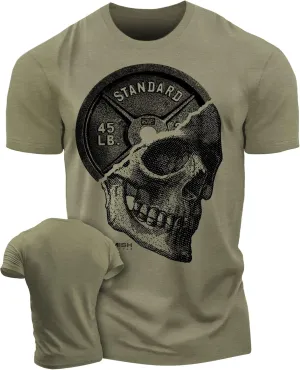 D R DETROIT REBELS Skull Plate Printed Shirts Men's Hardcore Gym Workout T-Shirt