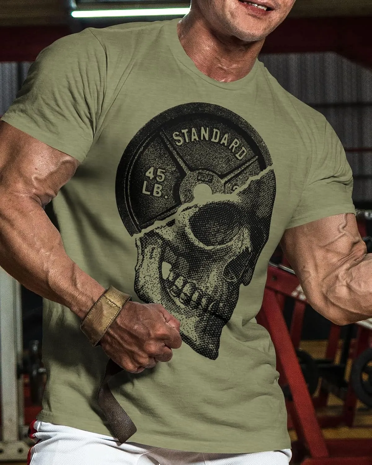 D R DETROIT REBELS Skull Plate Printed Shirts Men's Hardcore Gym Workout T-Shirt