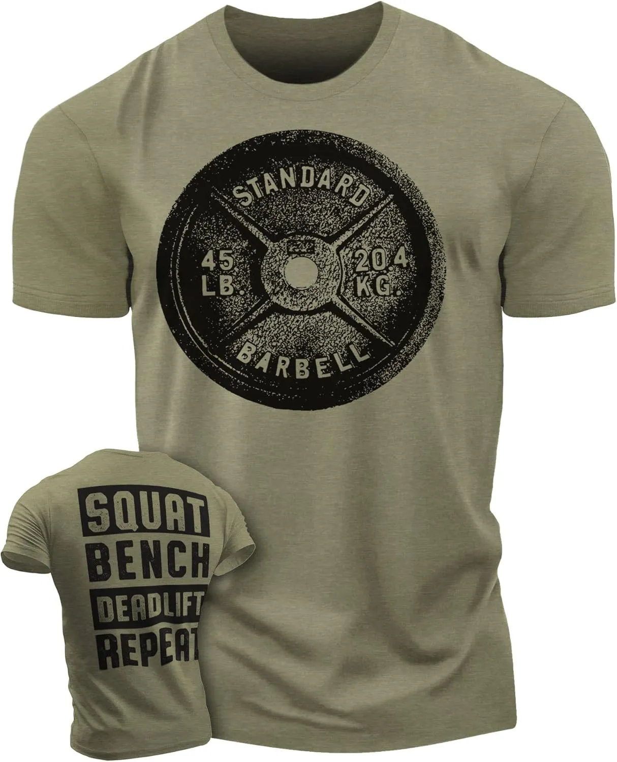 D R DETROIT REBELS Squat Bench Deadlift Repeat Gym Workout Shirts for Men Weight Plate Gym T-Shirt