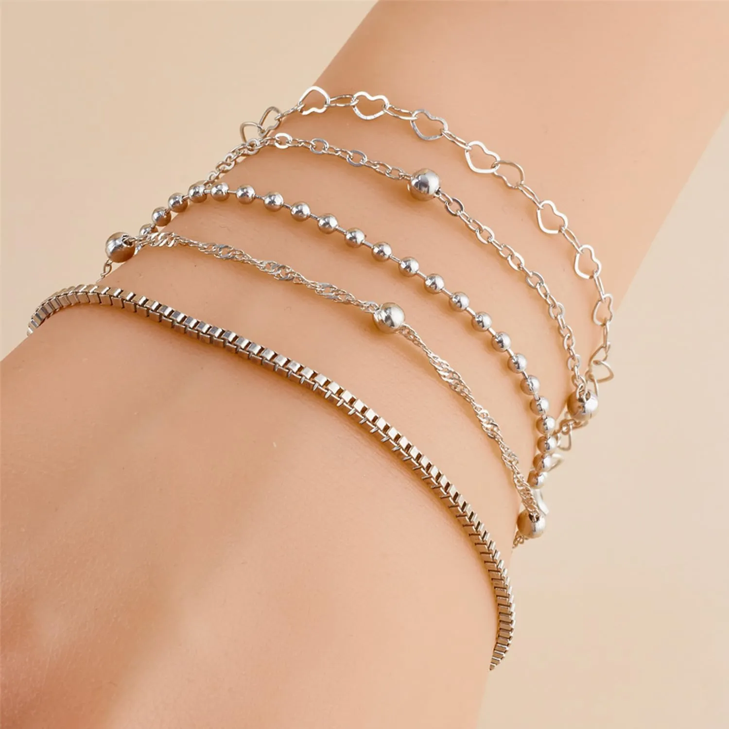 Dainty Gold Stackable Bracelets Set for Women Heart Bracelets Paperclip Link Bracelets Adjustable Layered Chain Bracelets 14K Gold Jewelry for Women