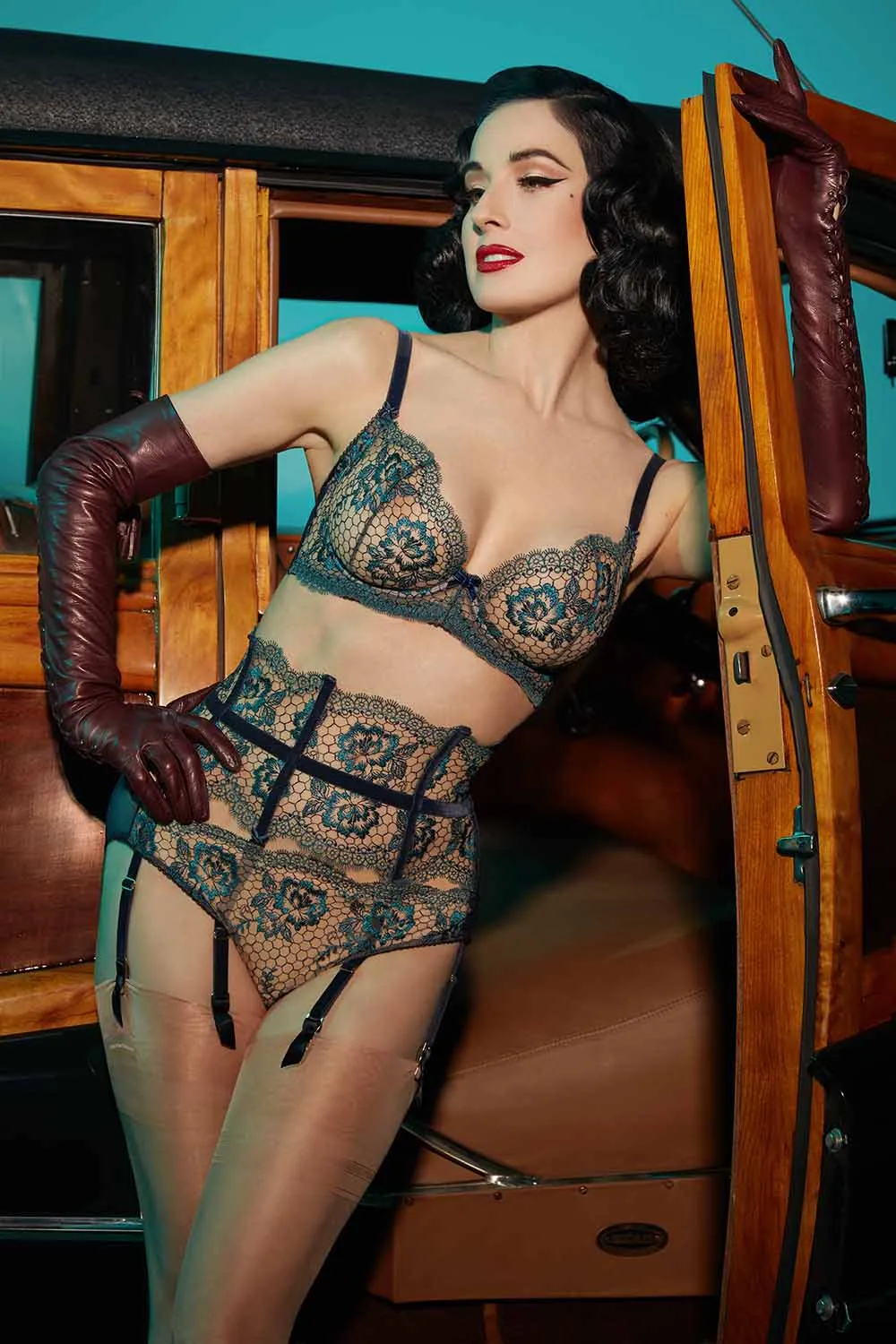 Dita Von Teese Evelina Navy Suspender