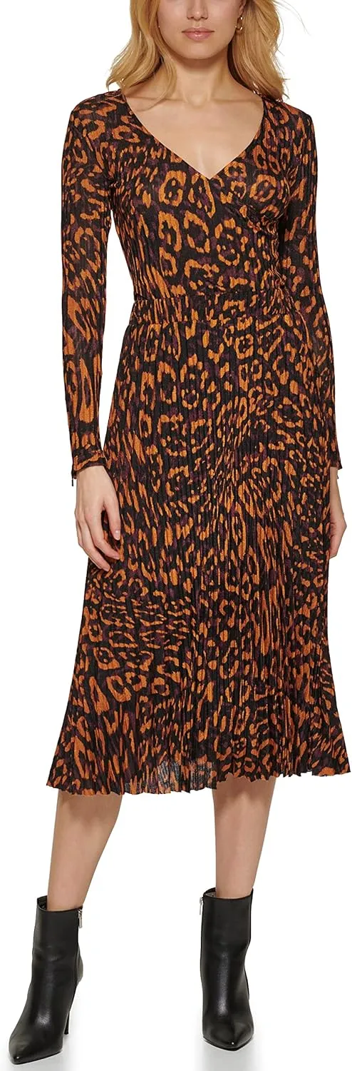 DKNY Women's Pull on Pleated and Printed Skirt