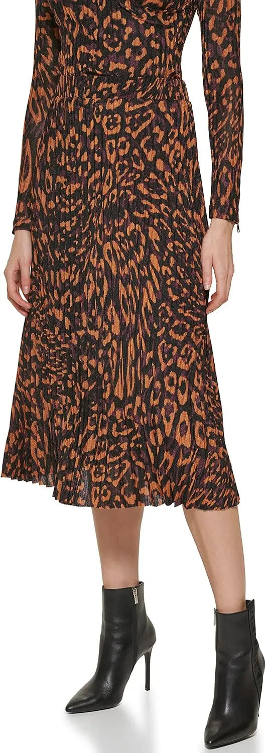 DKNY Women's Pull on Pleated and Printed Skirt