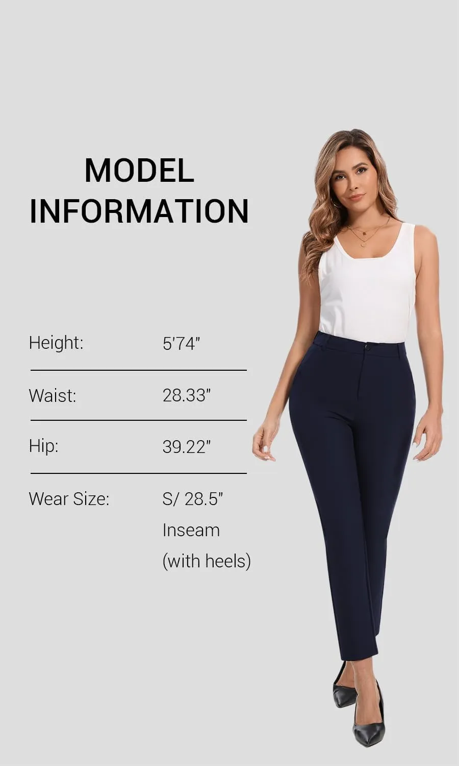 Dress Pants Women Work Business Pants Office Casual Straight Leg Trousers High Waisted Ladies Slacks