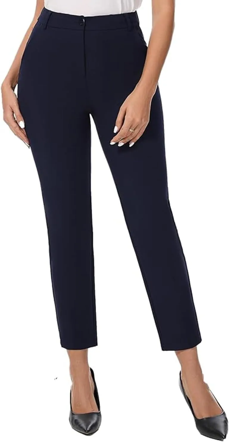 Dress Pants Women Work Business Pants Office Casual Straight Leg Trousers High Waisted Ladies Slacks