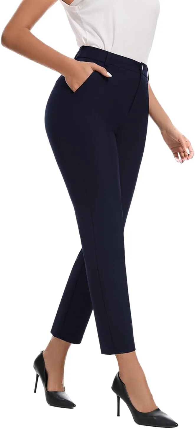 Dress Pants Women Work Business Pants Office Casual Straight Leg Trousers High Waisted Ladies Slacks