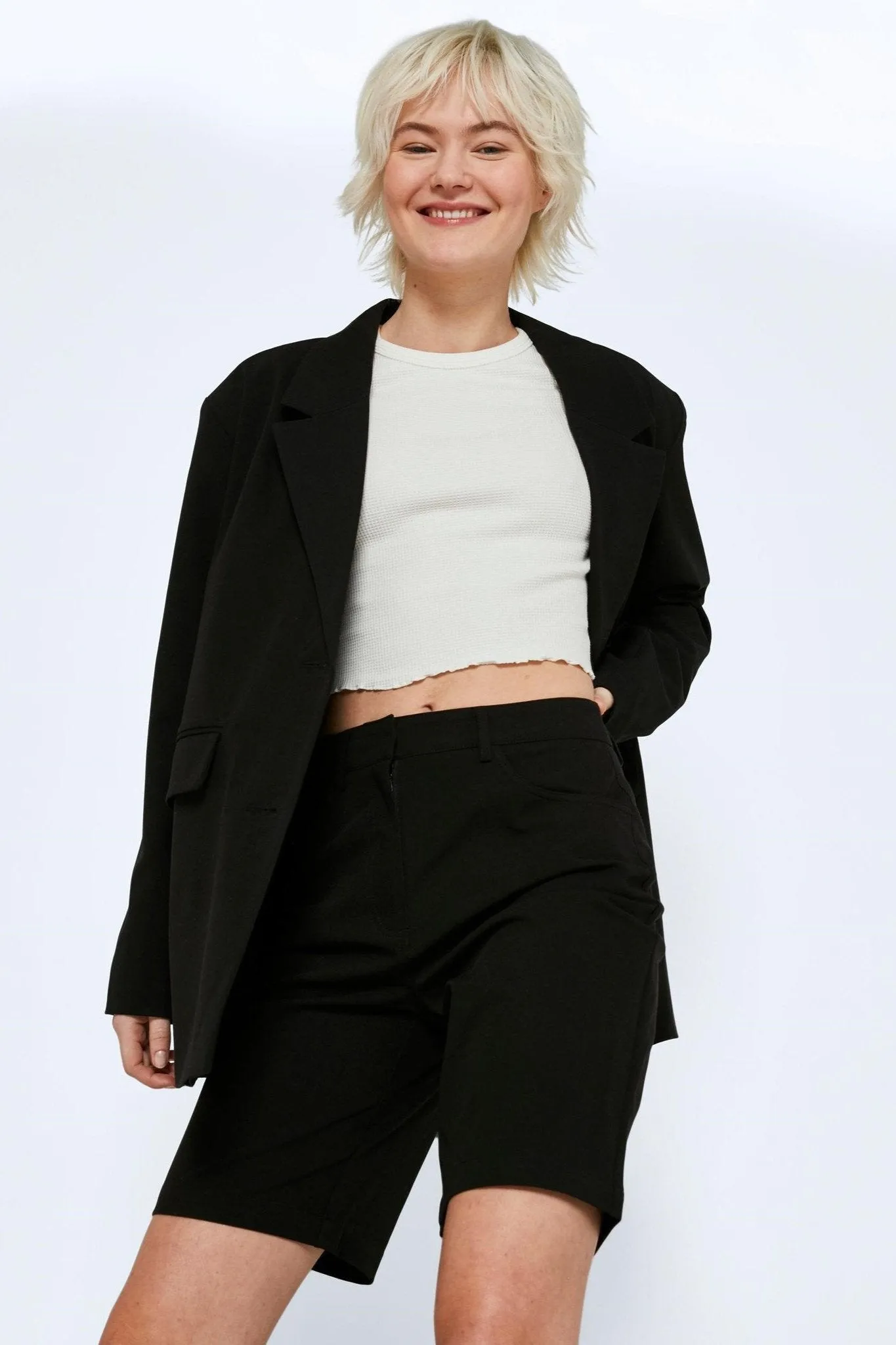 Drew High Waist Wide Shorts - Sort