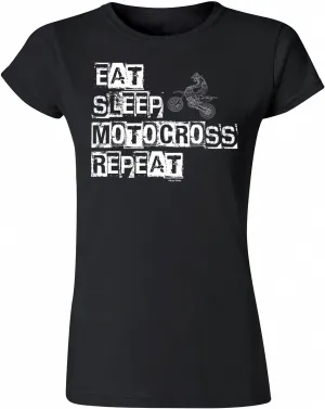EAT Sleep Motocross Repeat - Womens Organic Cotton Motorcycle T-Shirts