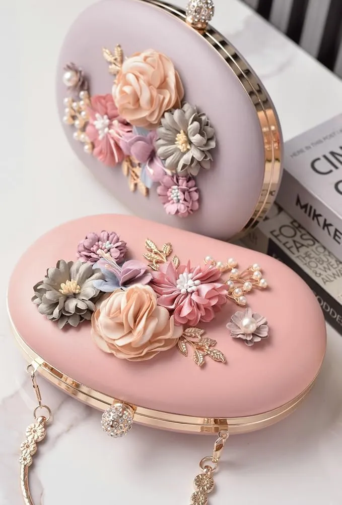 Elegant Women's Evening Clutch Floral Crossbody Shoulder Bag for Wedding Party Handheld Purse with Chain Strap 2025