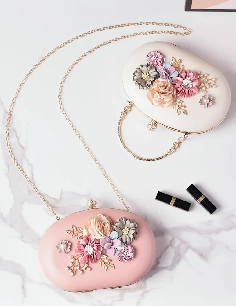 Elegant Women's Evening Clutch Floral Crossbody Shoulder Bag for Wedding Party Handheld Purse with Chain Strap 2025