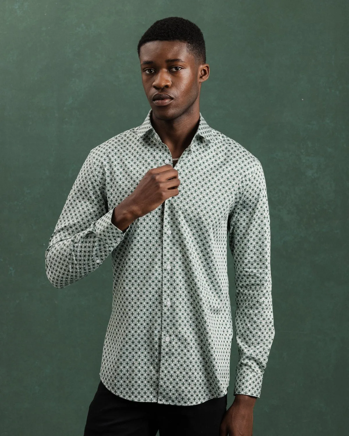 Emerald Wavy Geo Shirt