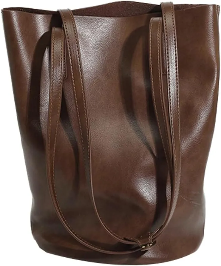 Epsion Bucket Bags for Women Purses and Handbags PU Vegan Leather Tote Bag Shoulder Bag Slouchy Purse