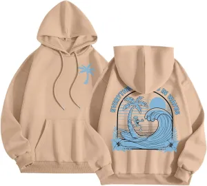 Everything Comes In Waves Sweatshirt For Women Long Sleeve Casual Sweatshirts Drawstring Pockets Comfort Fashion Hoodies