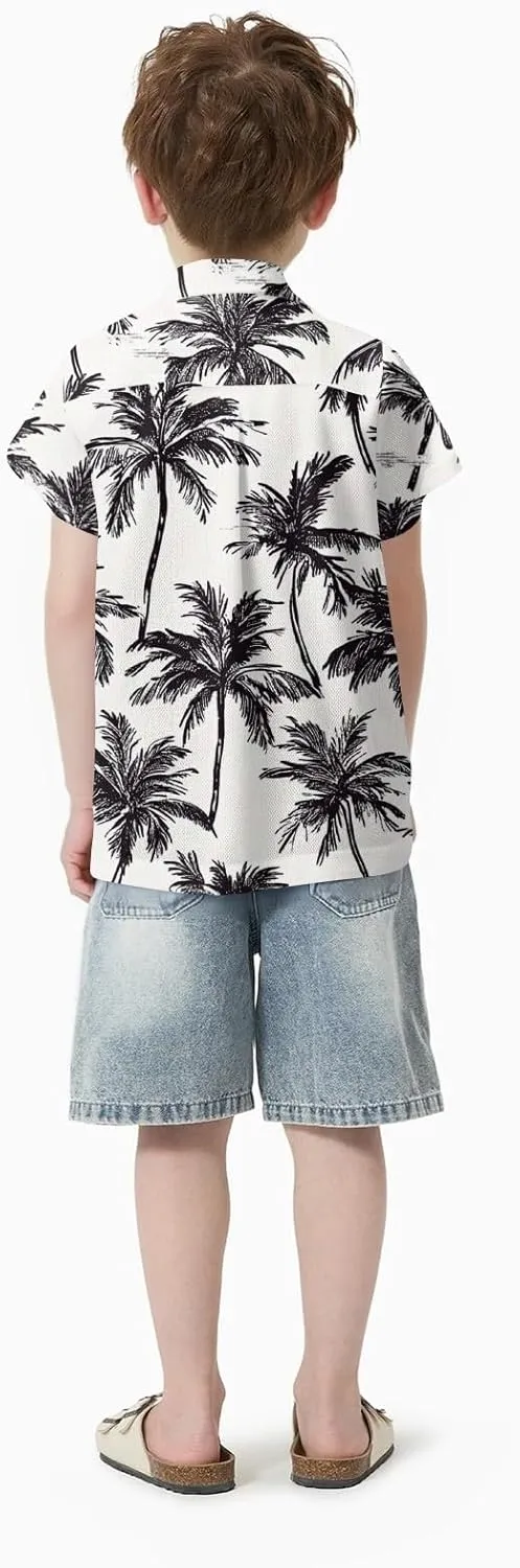 Family Matching Hawaiian Outfits, Dad and Son Beach Vacation Polo Button Down Shirts Mommy Daughter Dress