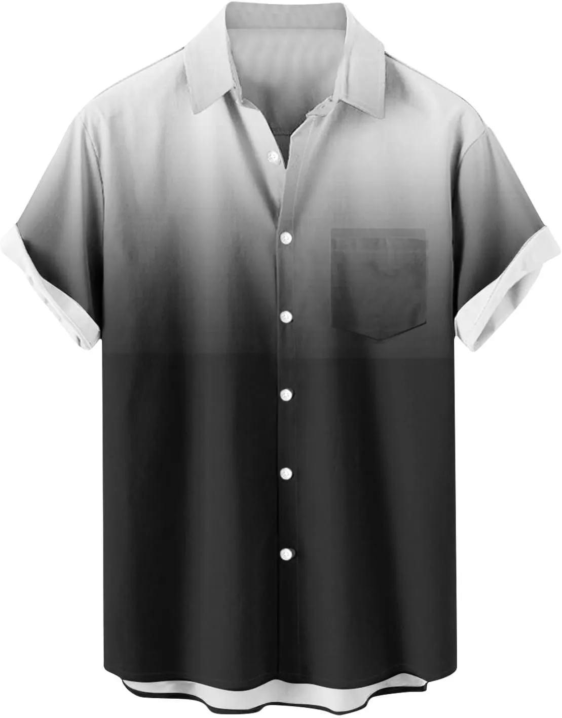 Finelylove Mens Button Down Short Sleeve Shirt Gradient Color Regular Fit Hawaiian Shirt Lightweight Casual Summer Shirts