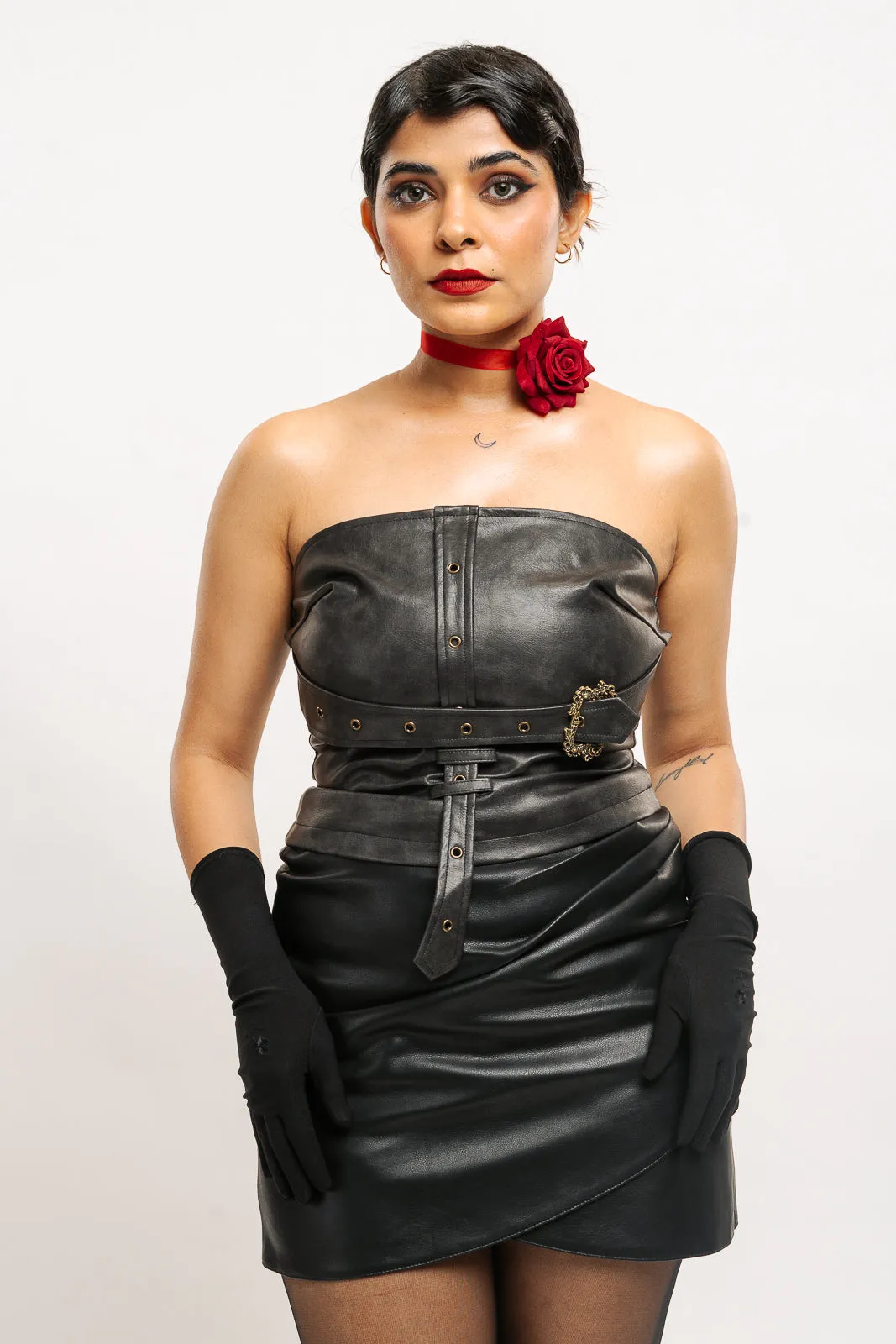 Fitted Leather Corset With Belt
