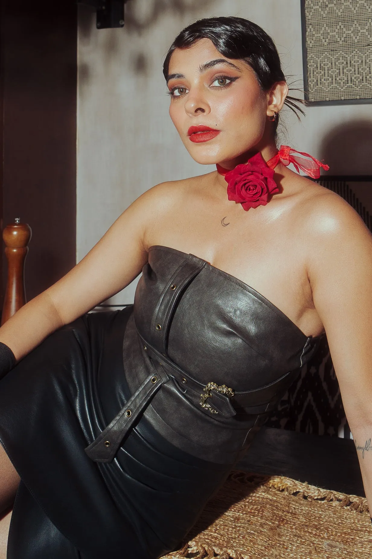 Fitted Leather Corset With Belt