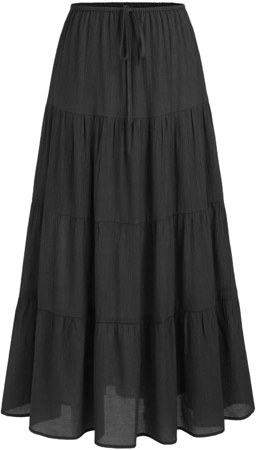 Floral Maxi Skirt for Women Summer Comfy Tiered Elastic High Waisted Skirts Vacation A-Line Flowy Swing Long Skirts