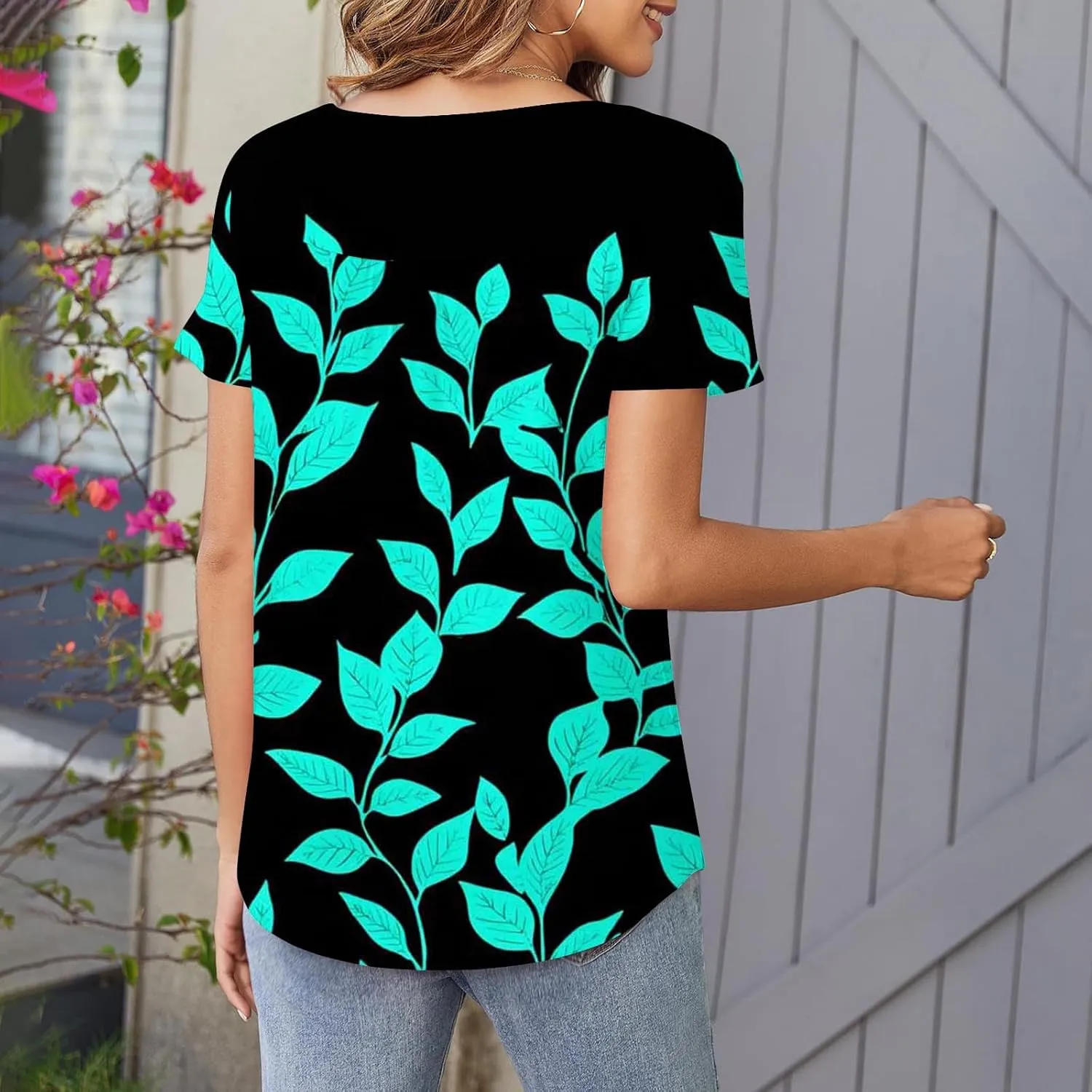 Floral Tops for Women 2025 Short Sleeve Boho Summer Tshirt Dressy Casual Trendy Blouse Ladies Boho Hawaiian Shirts