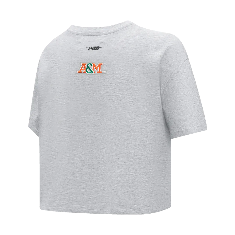 FLORIDA A&M UNIVERSITY CLASSIC WOMEN'S SINGLE JERSEY BOXY TEE (HEATHER GREY)