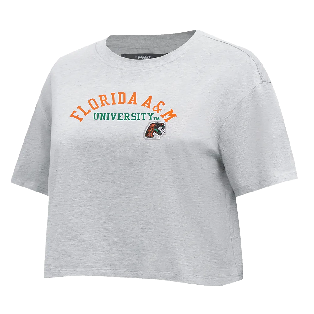 FLORIDA A&M UNIVERSITY CLASSIC WOMEN'S SINGLE JERSEY BOXY TEE (HEATHER GREY)