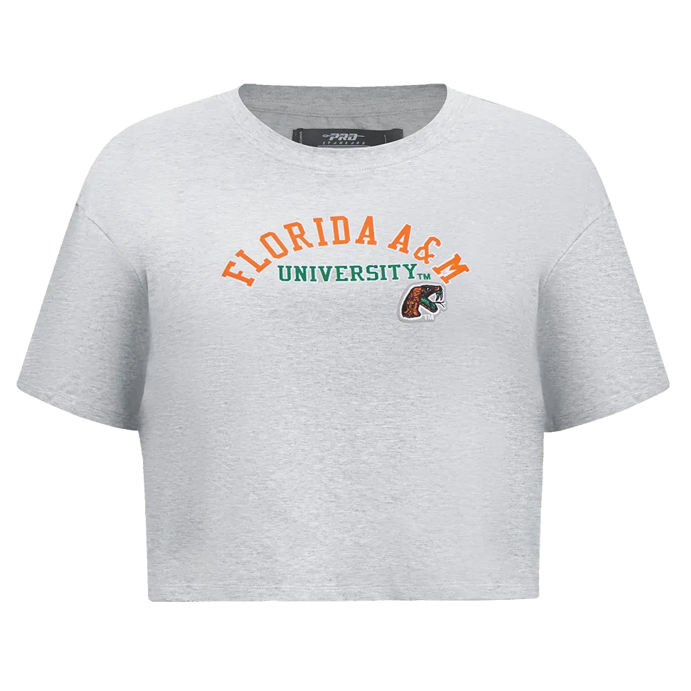 FLORIDA A&M UNIVERSITY CLASSIC WOMEN'S SINGLE JERSEY BOXY TEE (HEATHER GREY)