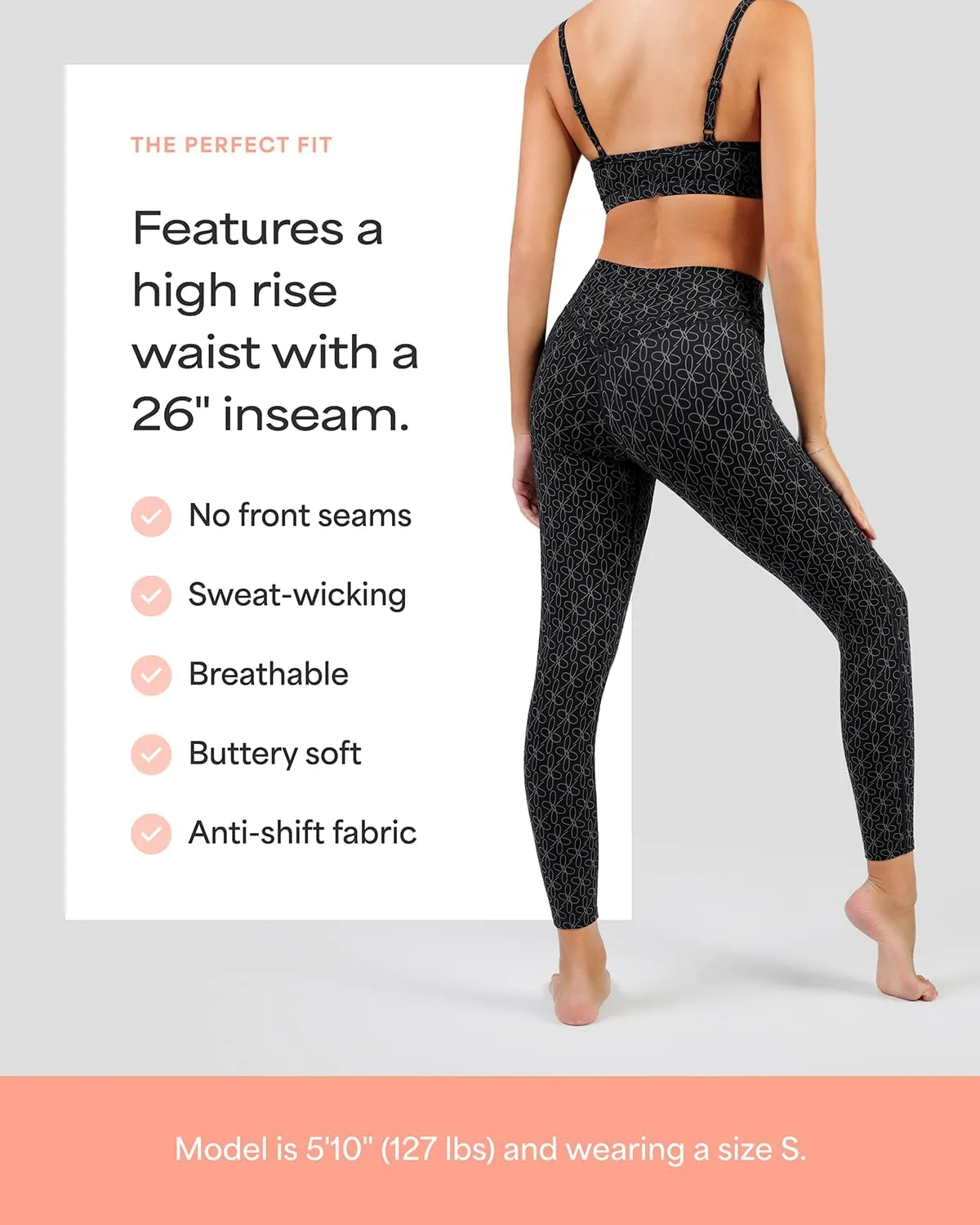 Flourish Blossom Womens High Waisted Double Banded Workout Leggings Tummy Control Gym Yoga Pants