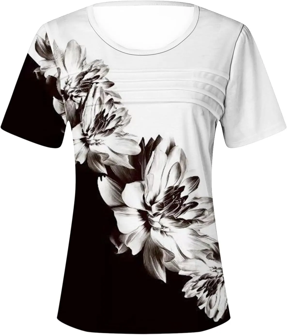 Flowy Summer Tops for Women Trendy Boho Floral Print Tunic Shirts 2025 Casual Short Sleeve Button Crew Neck T Shirt