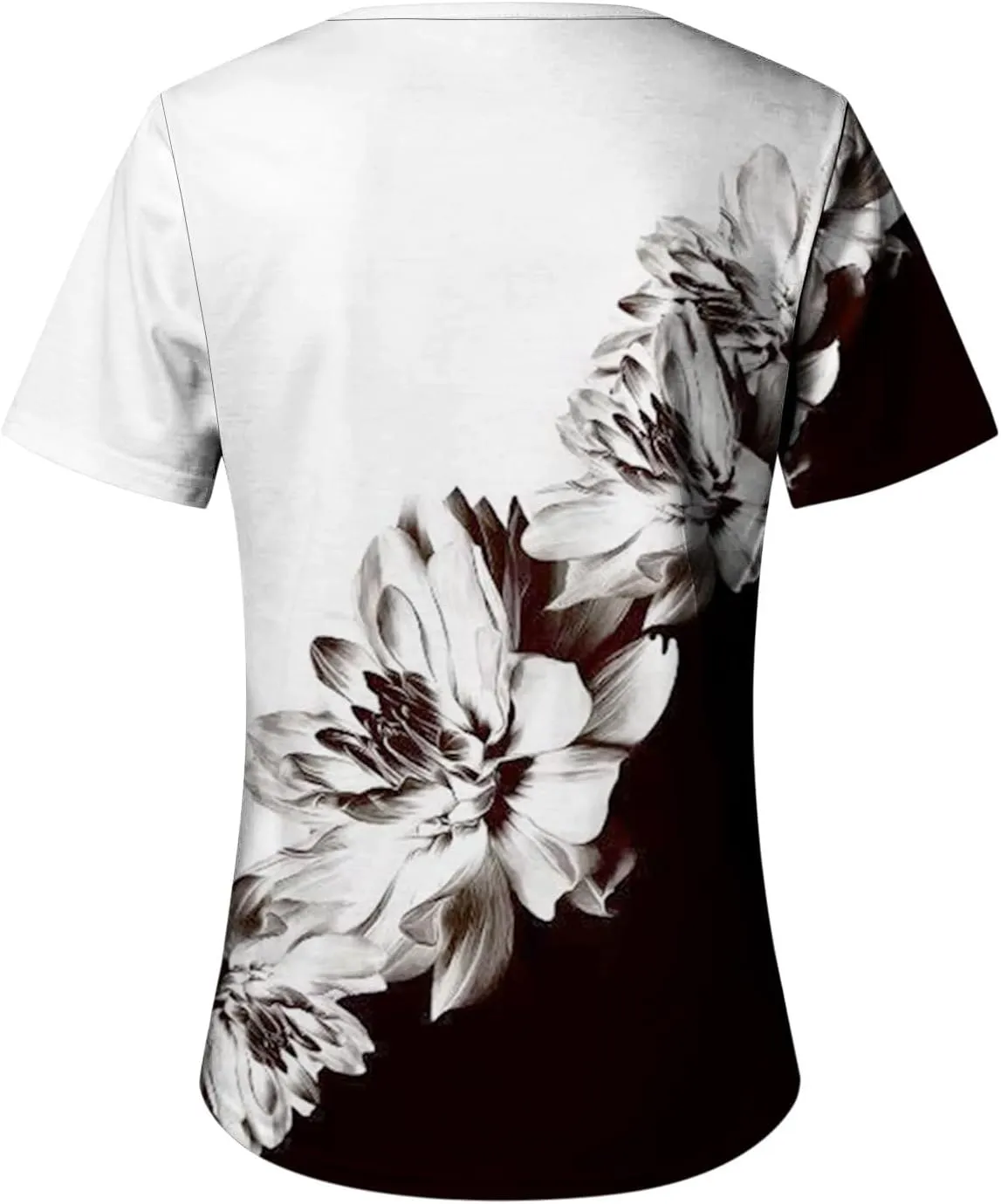 Flowy Summer Tops for Women Trendy Boho Floral Print Tunic Shirts 2025 Casual Short Sleeve Button Crew Neck T Shirt