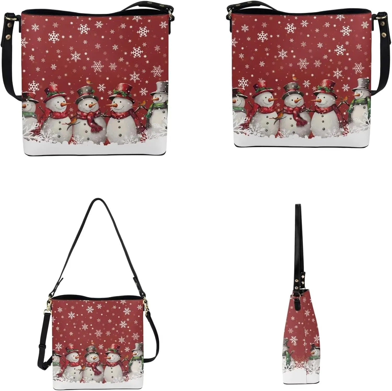 FOR U DESIGNS Bucket Bags for Women Christmas Purses and Handbags 2 Pack Large Tote Bag for Work Office