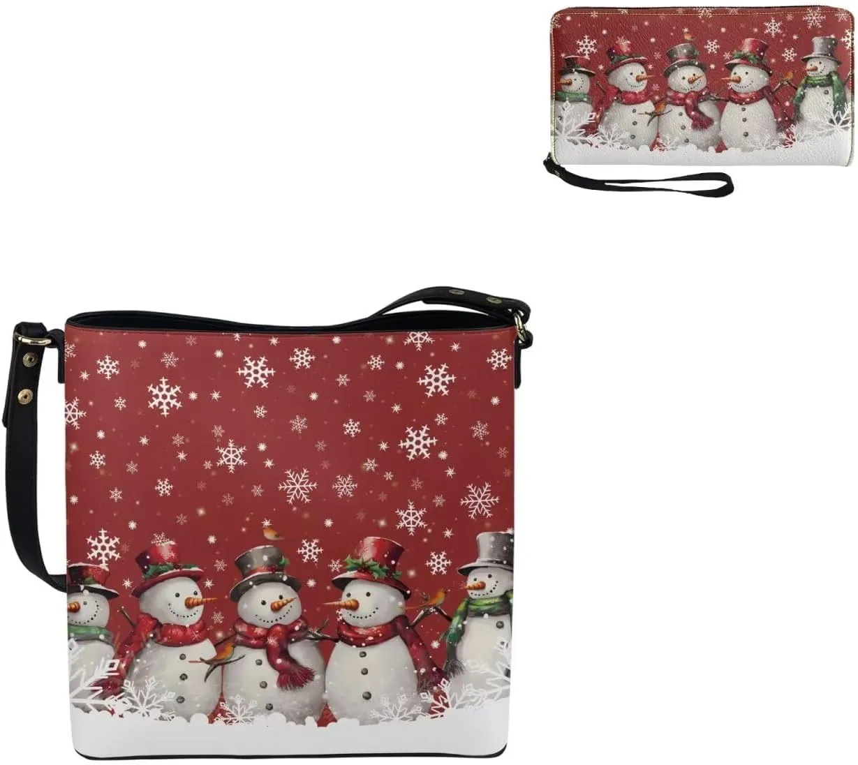FOR U DESIGNS Bucket Bags for Women Christmas Purses and Handbags 2 Pack Large Tote Bag for Work Office