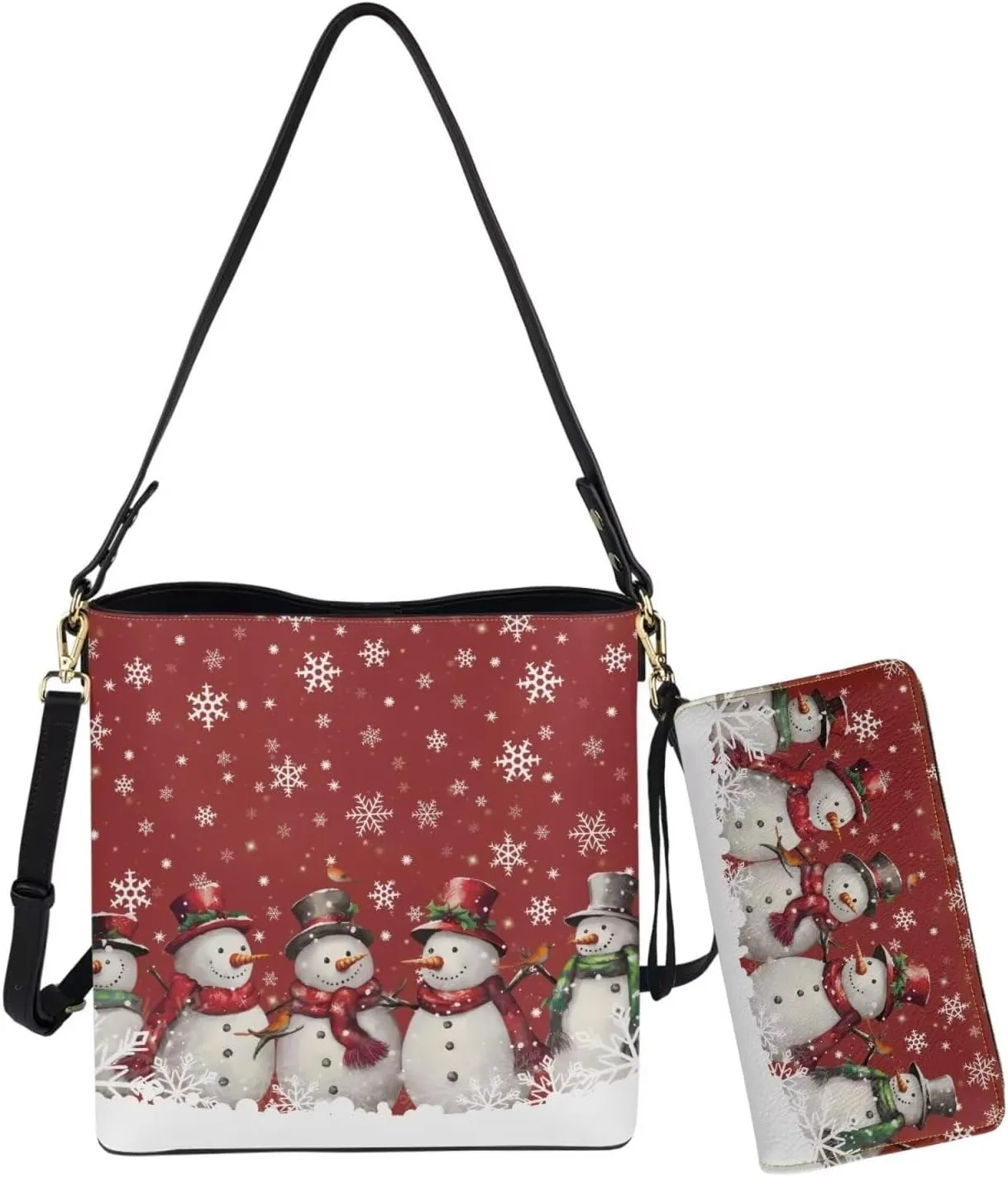 FOR U DESIGNS Bucket Bags for Women Christmas Purses and Handbags 2 Pack Large Tote Bag for Work Office