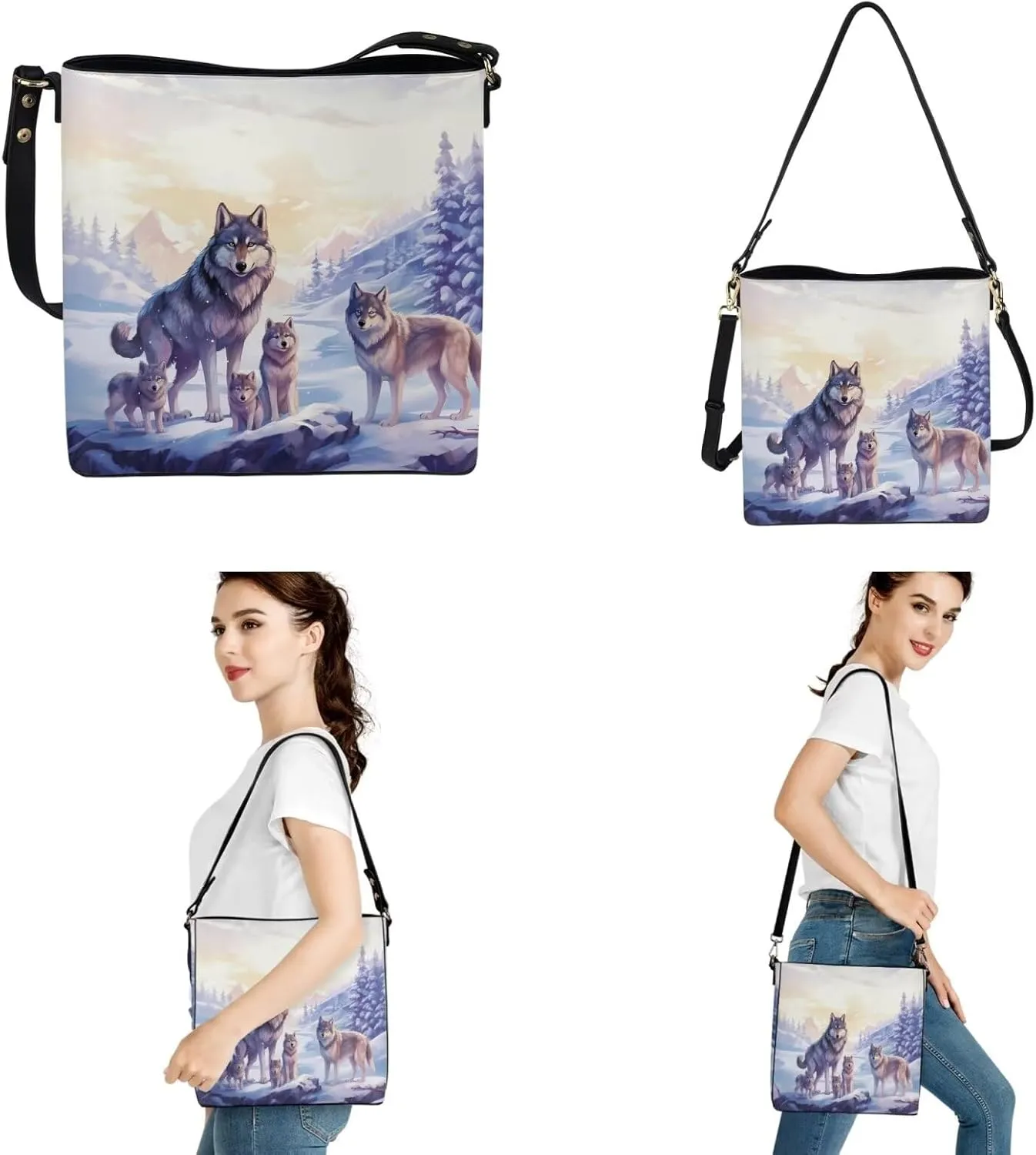 FOR U DESIGNS Bucket Bags for Women Christmas Purses and Handbags 2 Pack Large Tote Bag for Work Office