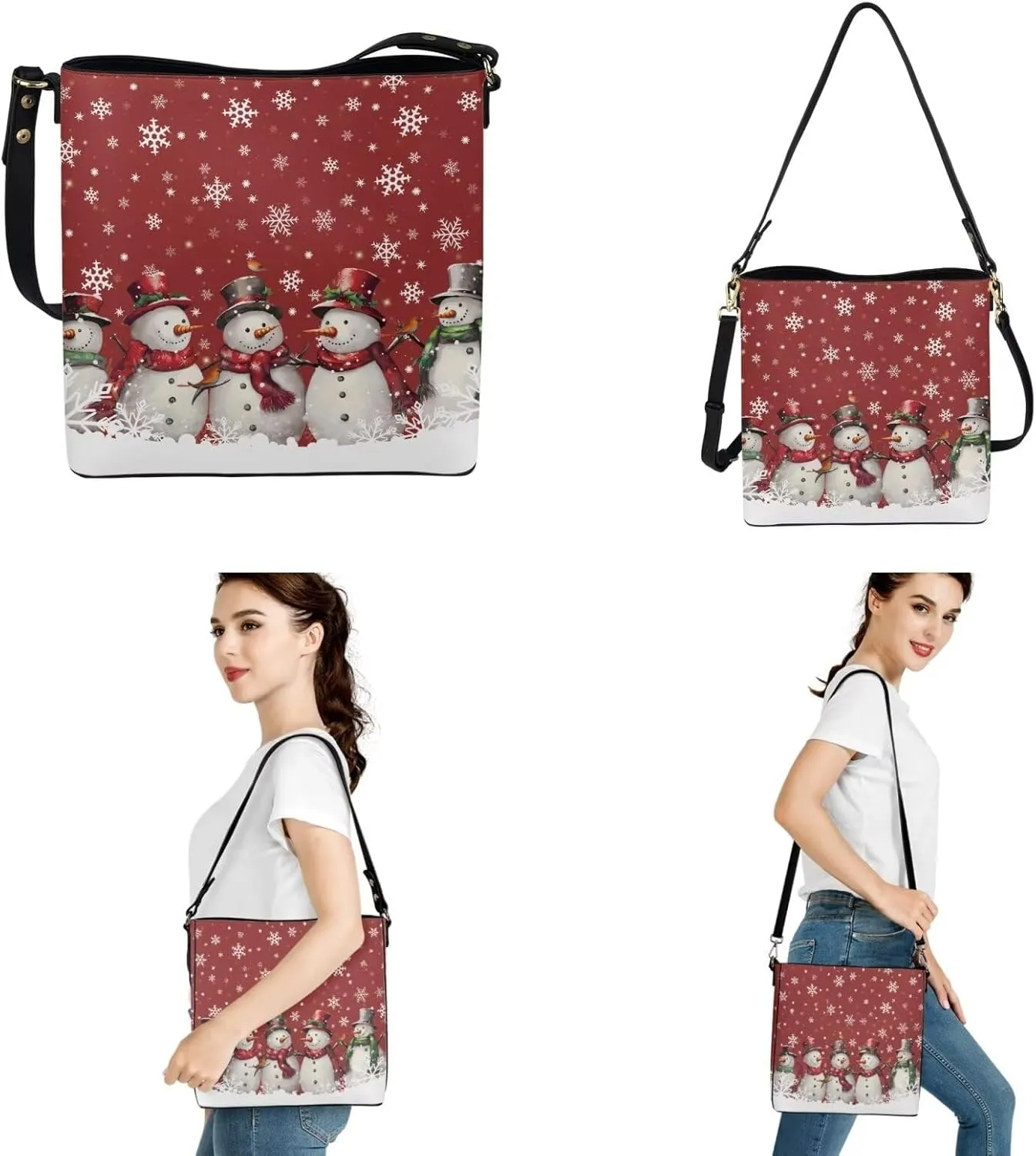 FOR U DESIGNS Bucket Bags for Women Christmas Purses and Handbags 2 Pack Large Tote Bag for Work Office