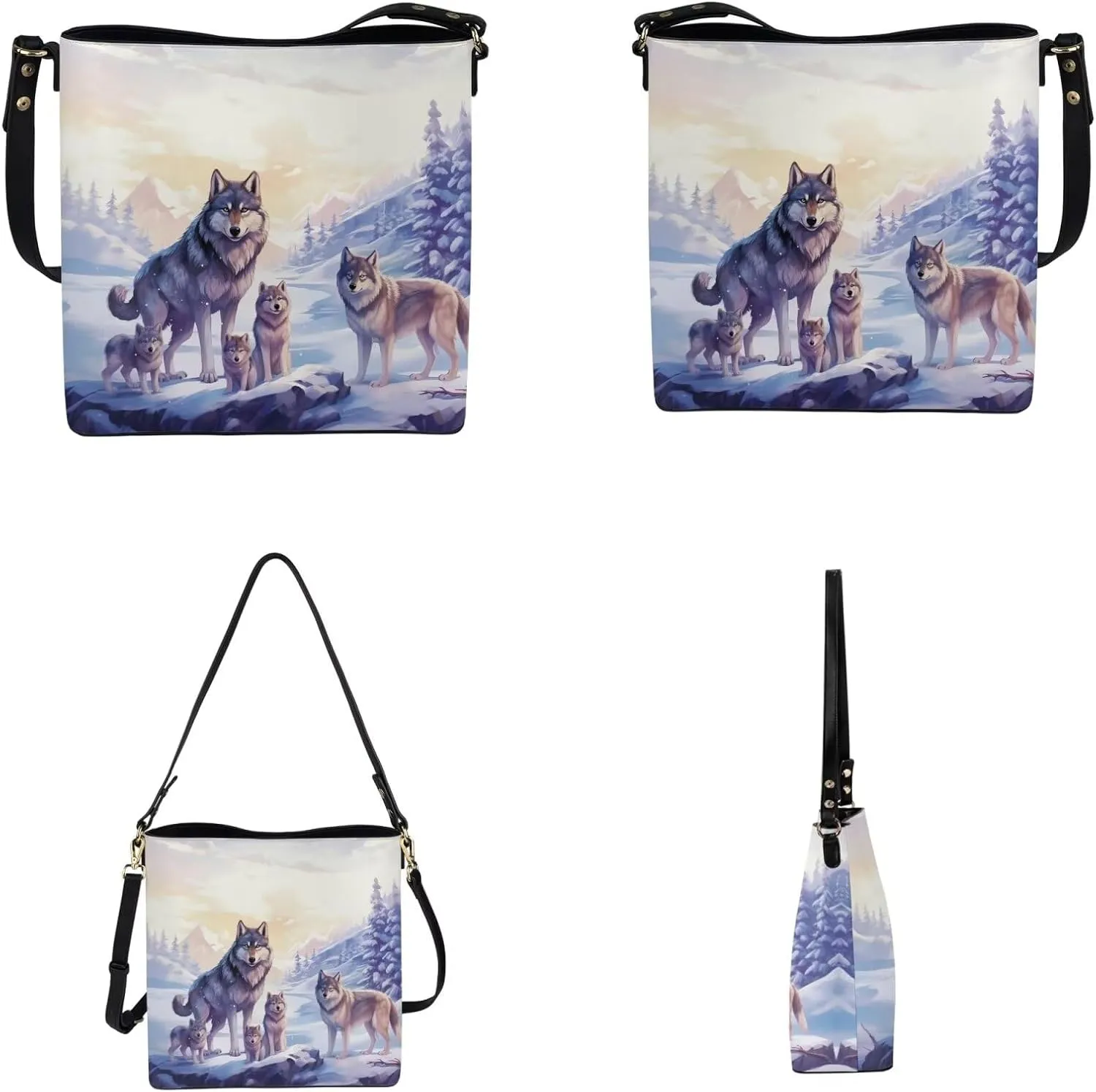 FOR U DESIGNS Bucket Bags for Women Christmas Purses and Handbags 2 Pack Large Tote Bag for Work Office