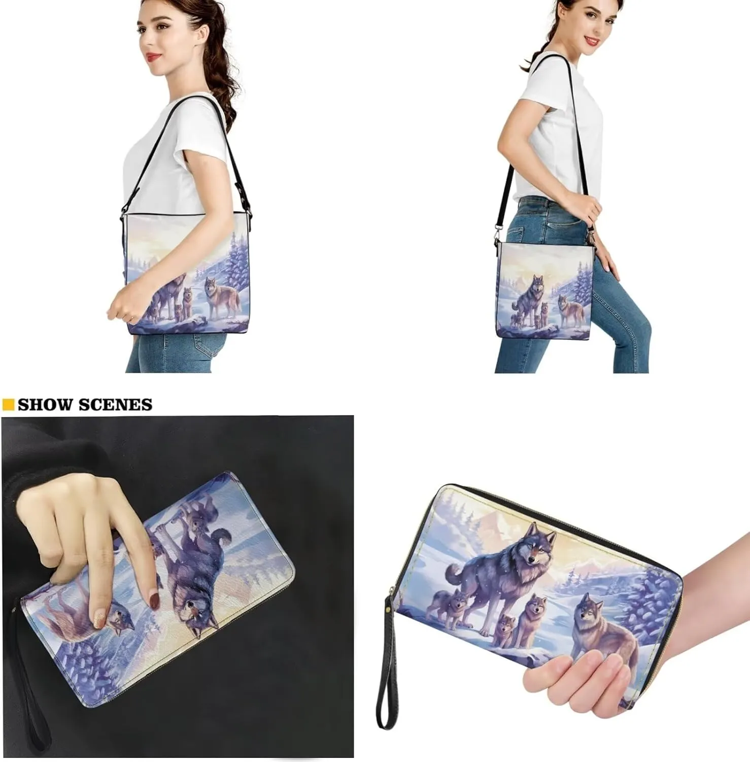 FOR U DESIGNS Bucket Bags for Women Christmas Purses and Handbags 2 Pack Large Tote Bag for Work Office