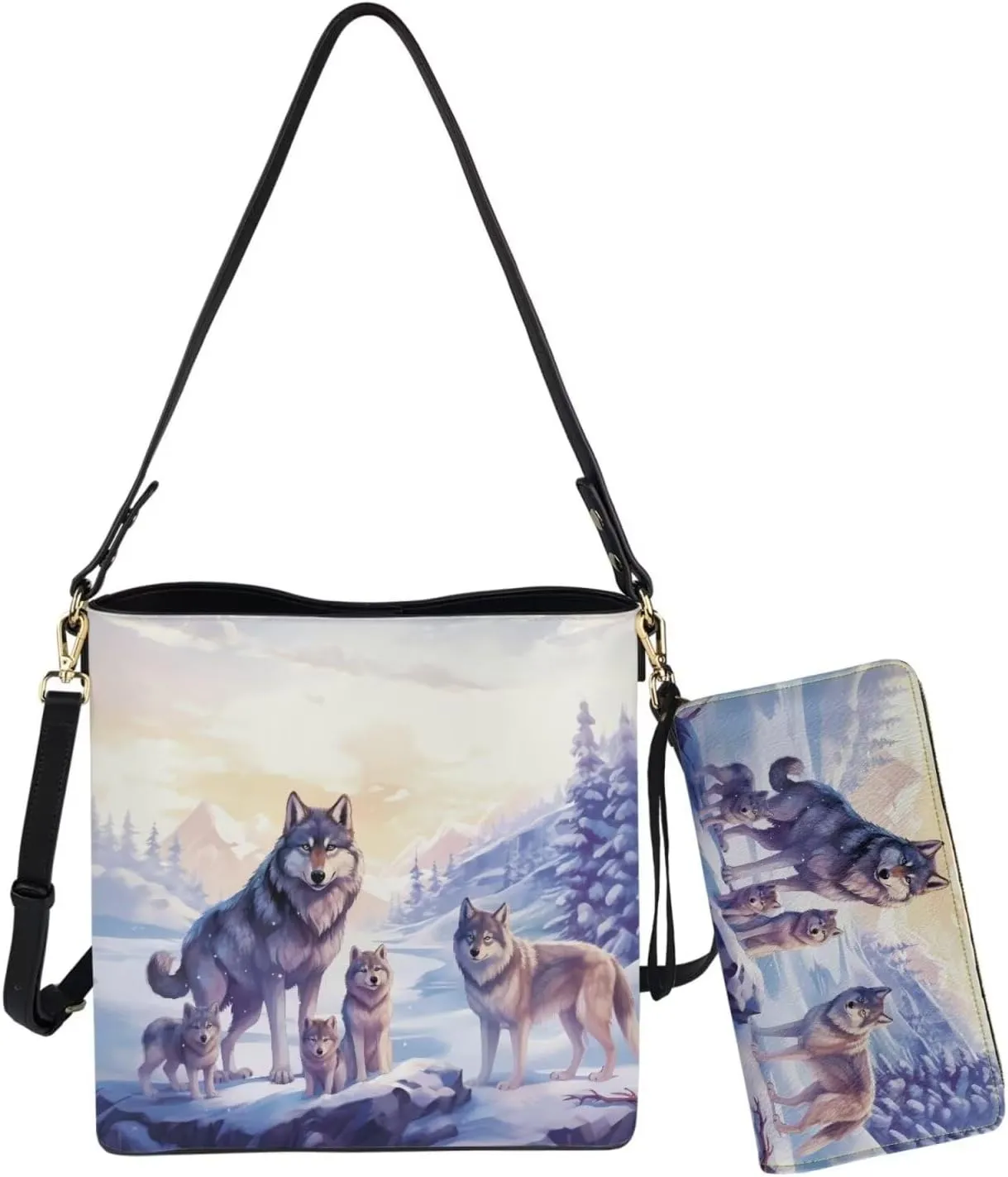 FOR U DESIGNS Bucket Bags for Women Christmas Purses and Handbags 2 Pack Large Tote Bag for Work Office