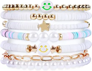 Friendship Bracelets - Beaded Bracelets Set for Teen Women, Stretchable Preppy Bracelets, Stackable & Colorful Bracelets - Ideal Gifts, 4th of July, Halloween, Christmas