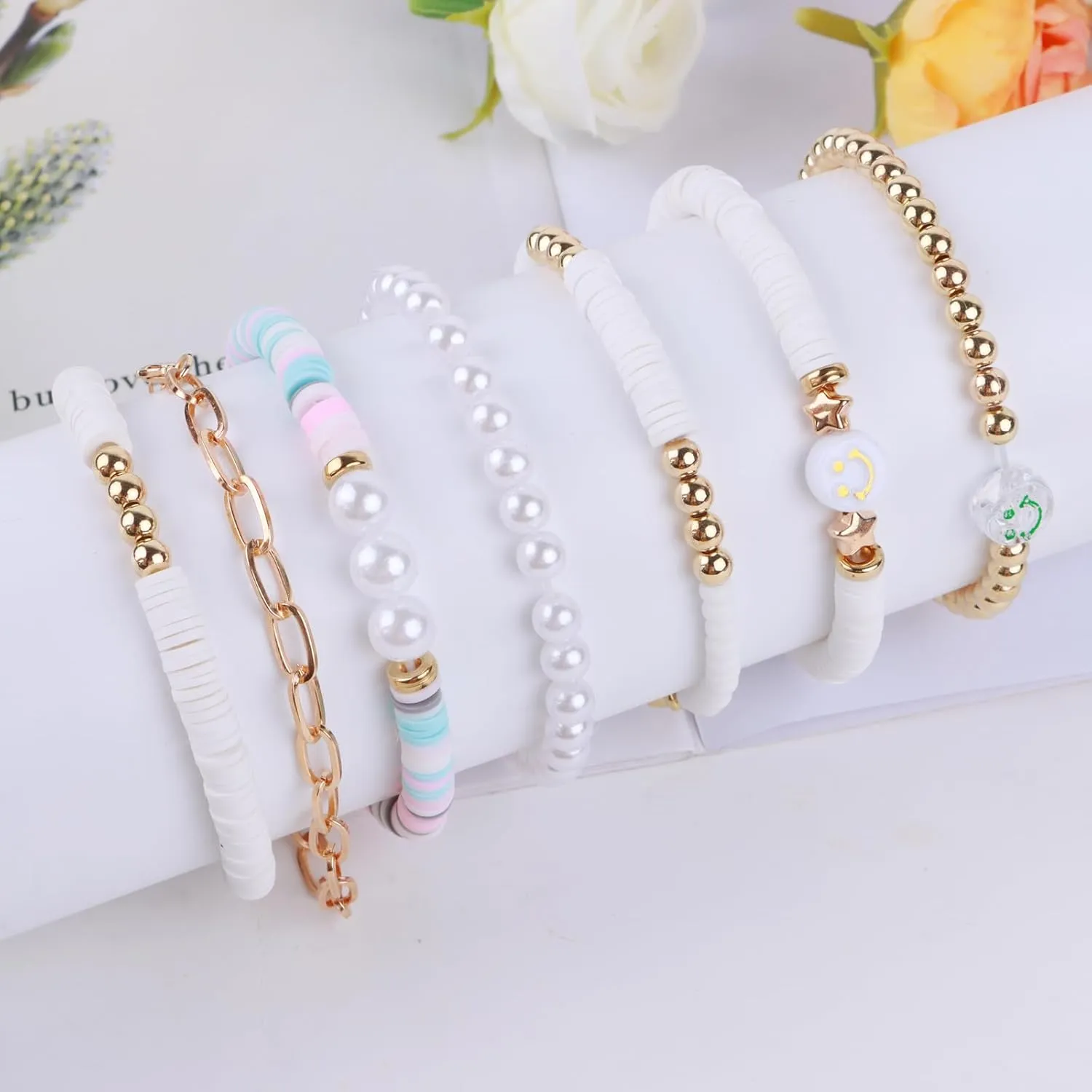 Friendship Bracelets - Beaded Bracelets Set for Teen Women, Stretchable Preppy Bracelets, Stackable & Colorful Bracelets - Ideal Gifts, 4th of July, Halloween, Christmas
