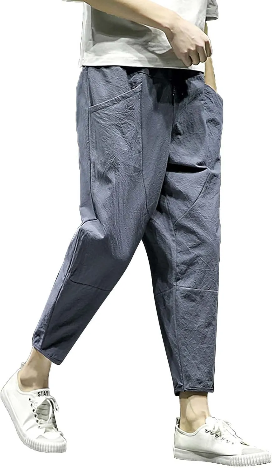 FZVYD Mens Dress Pants Slim Fit Stretch Joggers Cargo Pants Fashion Casual Sweatpants Work Pants Drawstring Loose Trousers
