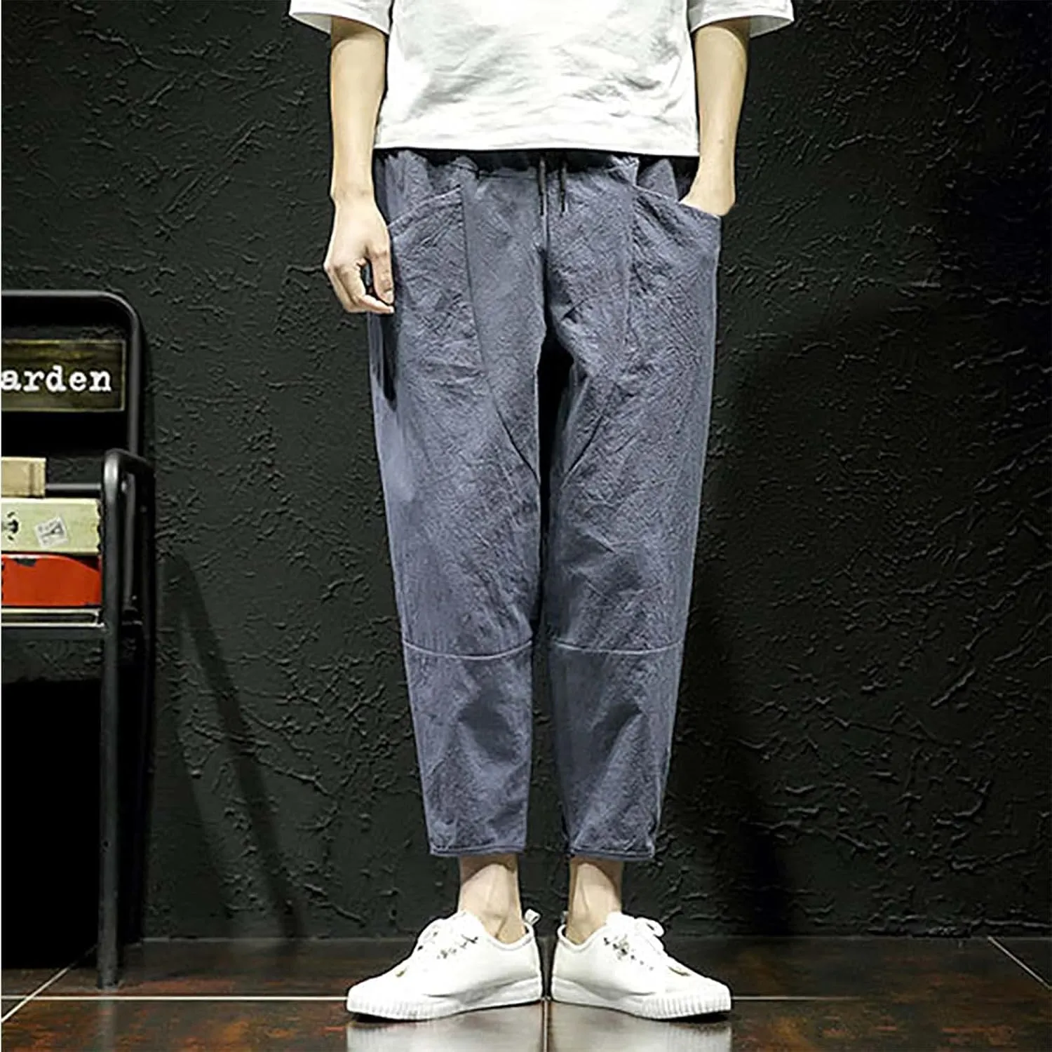 FZVYD Mens Dress Pants Slim Fit Stretch Joggers Cargo Pants Fashion Casual Sweatpants Work Pants Drawstring Loose Trousers