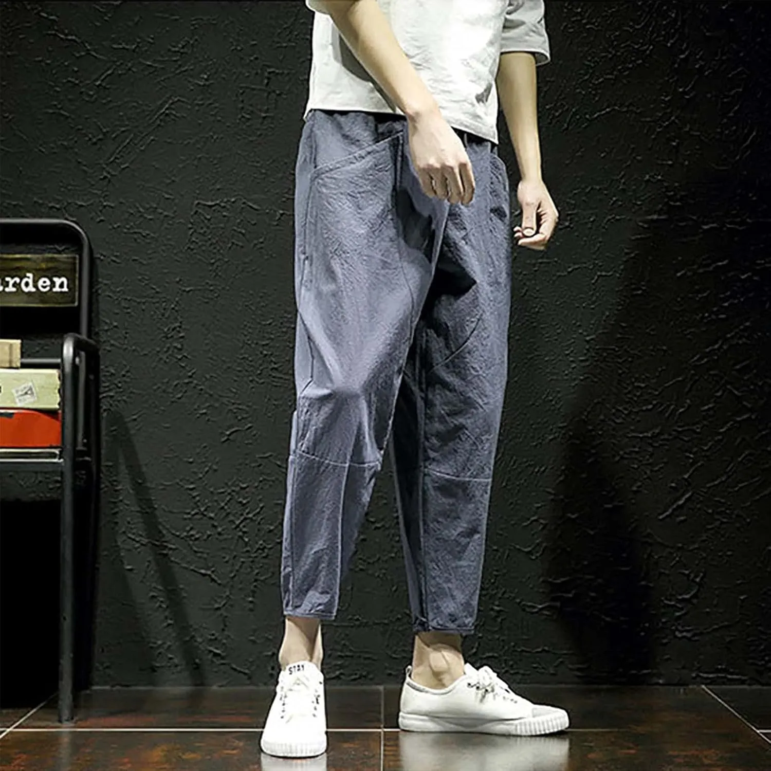 FZVYD Mens Dress Pants Slim Fit Stretch Joggers Cargo Pants Fashion Casual Sweatpants Work Pants Drawstring Loose Trousers