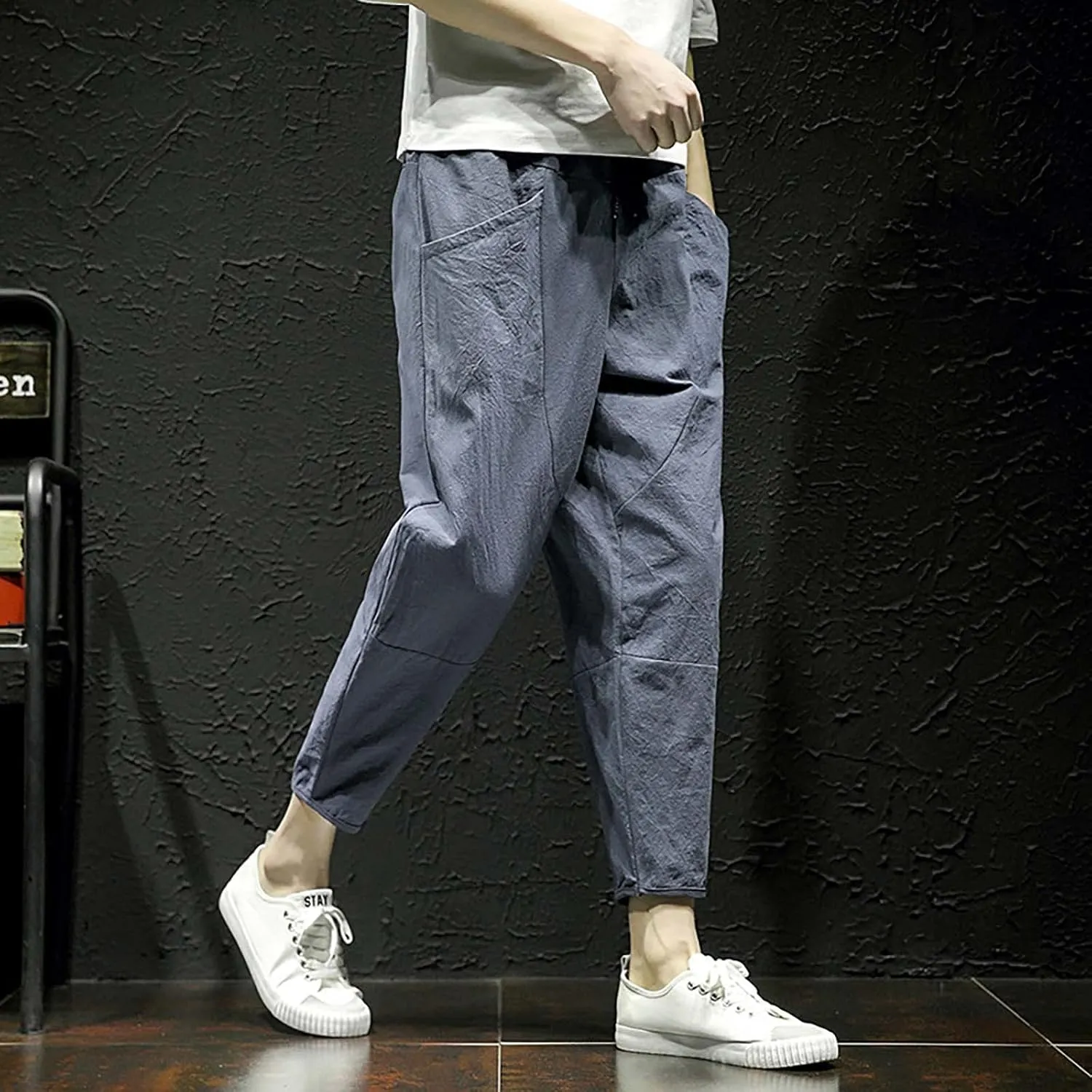 FZVYD Mens Dress Pants Slim Fit Stretch Joggers Cargo Pants Fashion Casual Sweatpants Work Pants Drawstring Loose Trousers