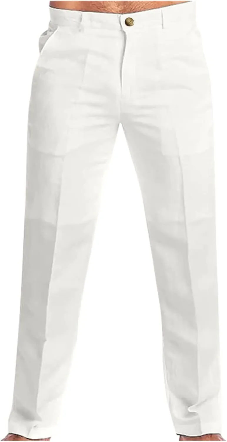 FZVYD Men's Stretch Pants Mens Casual Elastic Drawstring Cargo Pants Lightweight Relaxed Fit Cotton Workout Sweatpants 2023