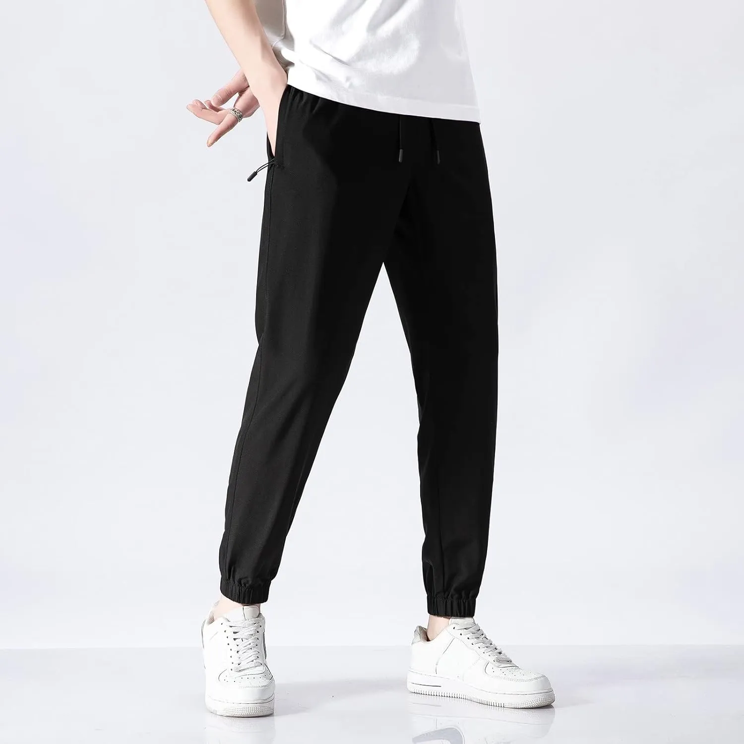 FZVYD Navy Blue Dress Pants Mens Joggers Cargo Pants Fashion Casual Sweatpants Work Pants Drawstring Loose Trousers Pockets