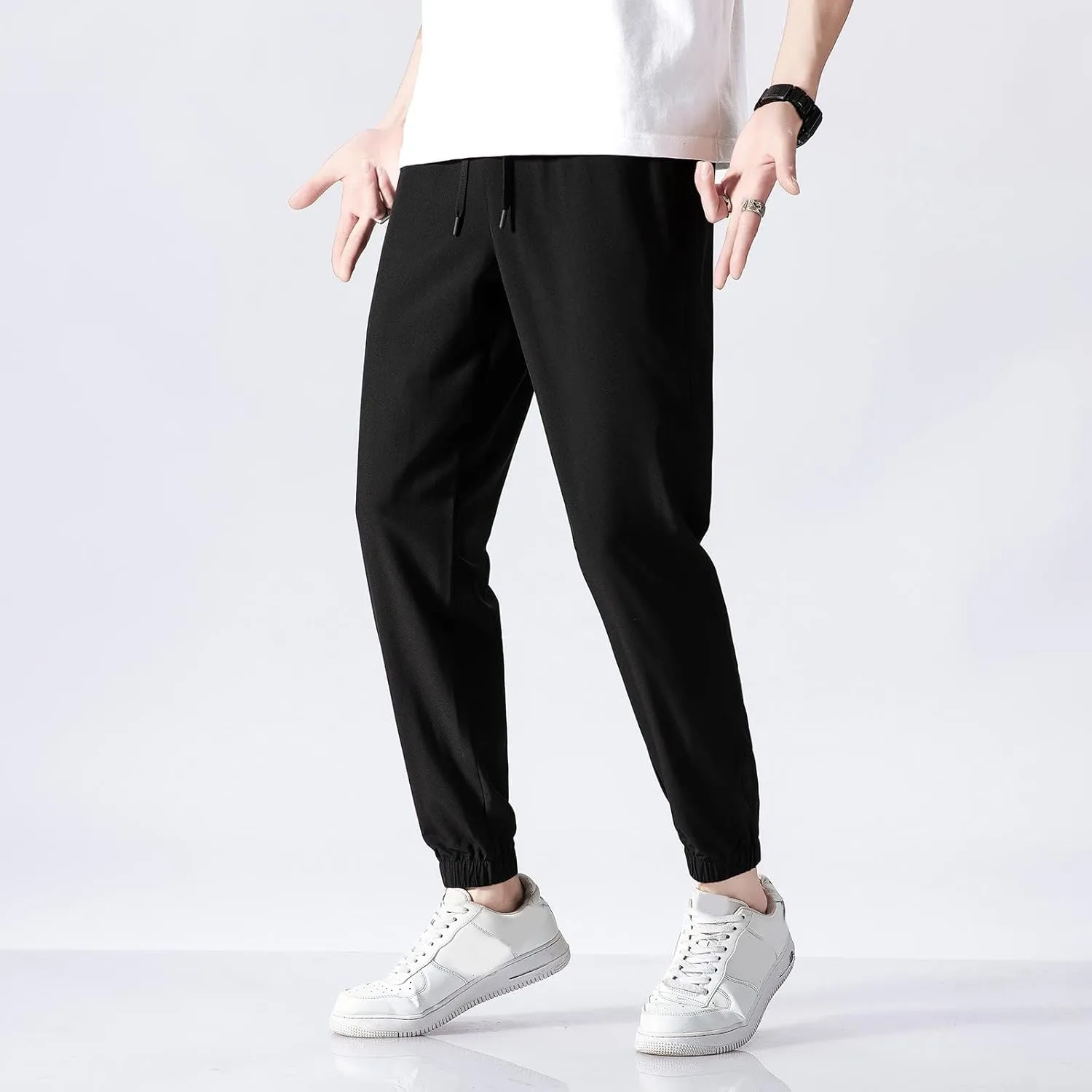 FZVYD Navy Blue Dress Pants Mens Joggers Cargo Pants Fashion Casual Sweatpants Work Pants Drawstring Loose Trousers Pockets