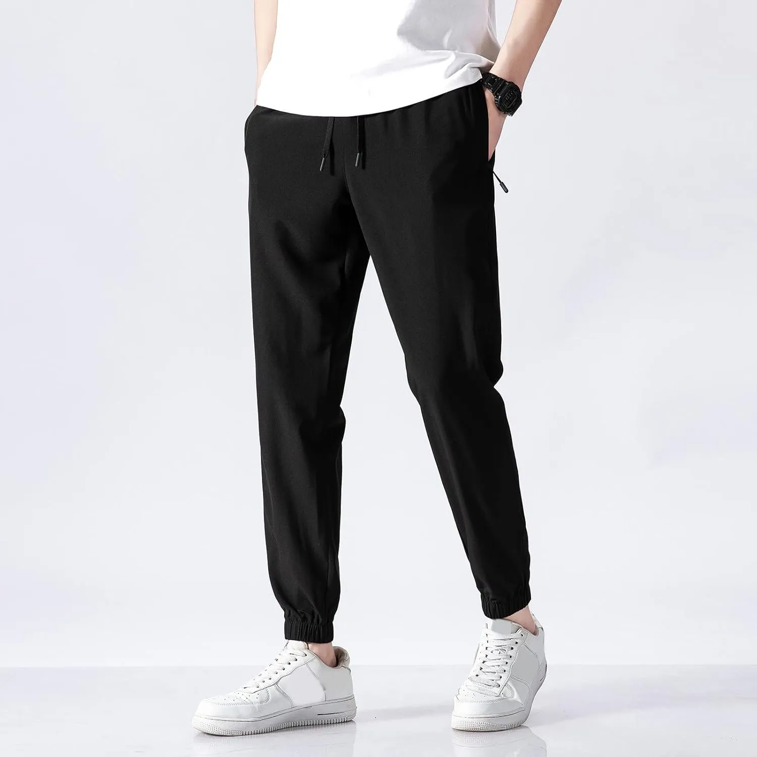 FZVYD Navy Blue Dress Pants Mens Joggers Cargo Pants Fashion Casual Sweatpants Work Pants Drawstring Loose Trousers Pockets