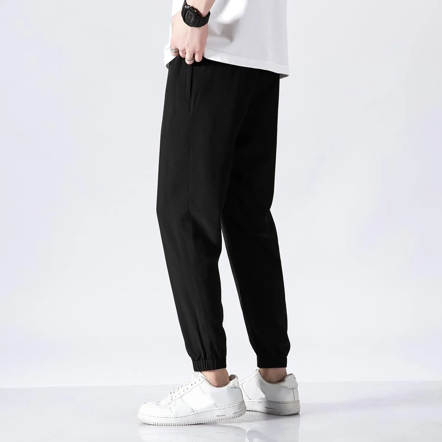 FZVYD Navy Blue Dress Pants Mens Joggers Cargo Pants Fashion Casual Sweatpants Work Pants Drawstring Loose Trousers Pockets
