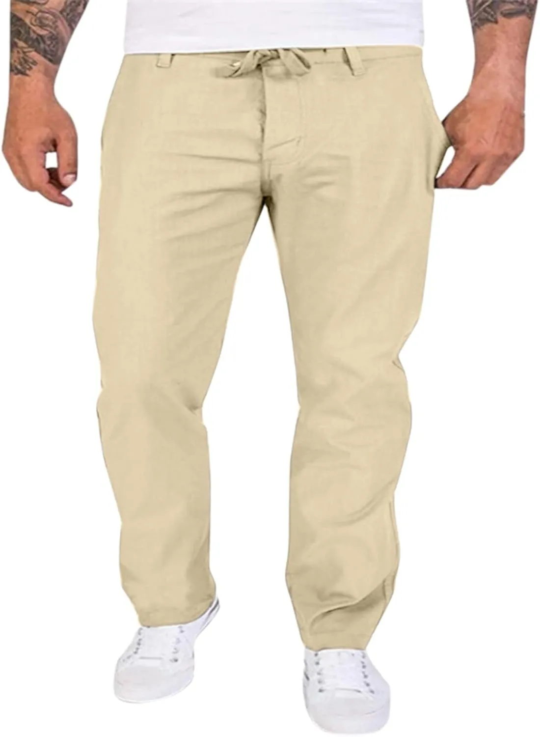 FZVYD Pinstripe Pants Men Mens Casual Elastic Drawstring Cargo Pants Lightweight Relaxed Fit Cotton Workout Sweatpants 2023